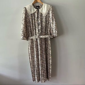 Vintage Breli Originals Button Down Cottage Floral Pleated Dress Size 16